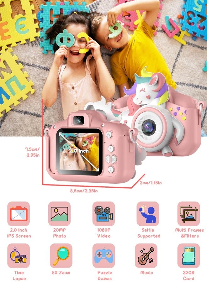 Gofunly Kids Camera for 3-8 Years Old Toddlers Childrens Boys Girls Selfie Camera 20 MP HD 1080P IPS Screen Dual Digital Toy Camera for Kids Christmas Birthday Gifts with 32Gb Card - Image 2